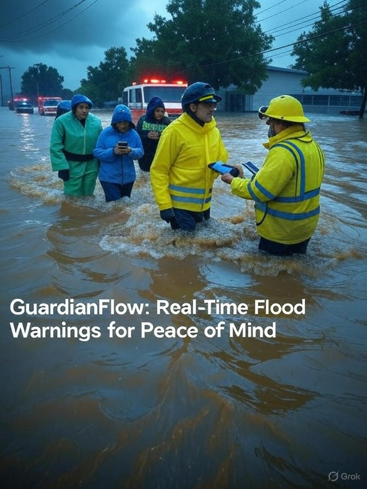 Emergency responders in flood water